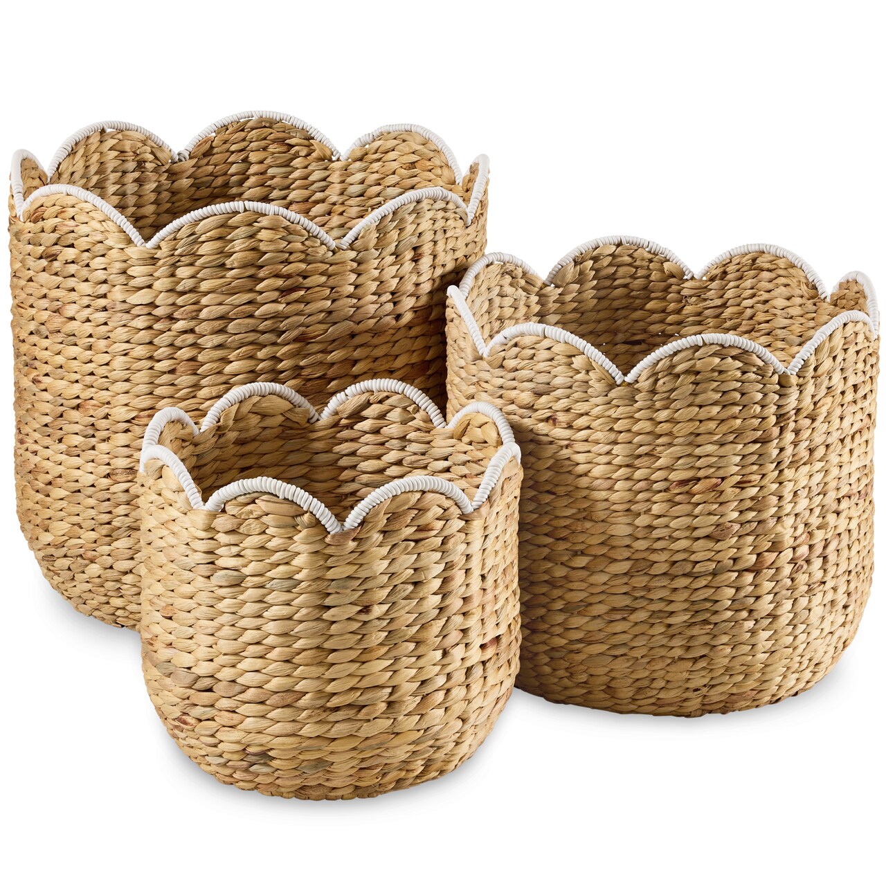 Best Choice Products Scalloped 3PC Water Hyacinth Nesting Baskets